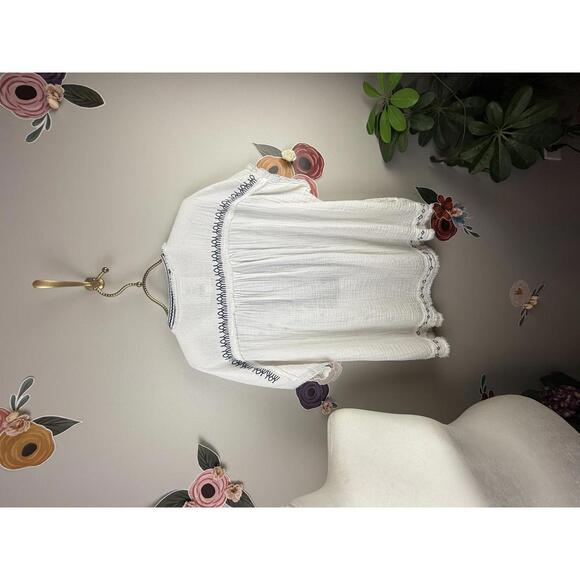 Johnny Was White and Navy Cotton Embroidered Tunic - Size - Small - Picture 4 of 7